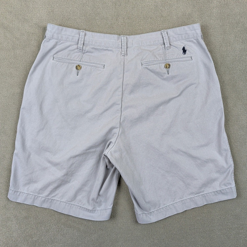 Polo Ralph Lauren Chino Shorts Mens 36 Relaxed Fit Gray Cotton Twill Casual Prep